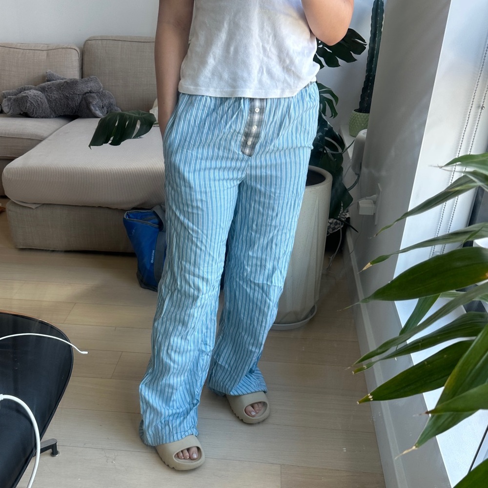 Urban Outfitters Blue Striped Wide Leg Pants